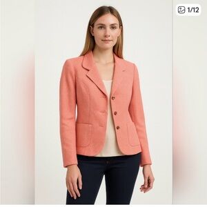 Nina Mclemore Coral Silk Blazer Size 2